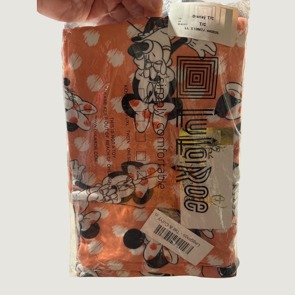 LuLaRoe Disney Minnie Mouse Polka Dot Leggings Tall & Curvy Orange TC NIP